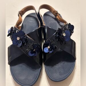 Fitflop Navy Blue Floral Embellished Sandals